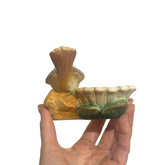 Pottery Love Birds On Branch & Nest One Bird Figurine Is Removable Cottage Core - Picture 4 of 7